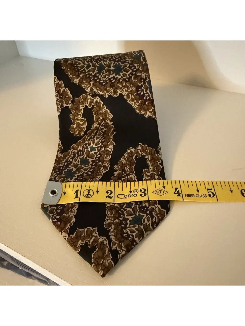 Christian Dior Monsieur Men’s Silk Tie Paisley Floral Black Brown 58” Vintage